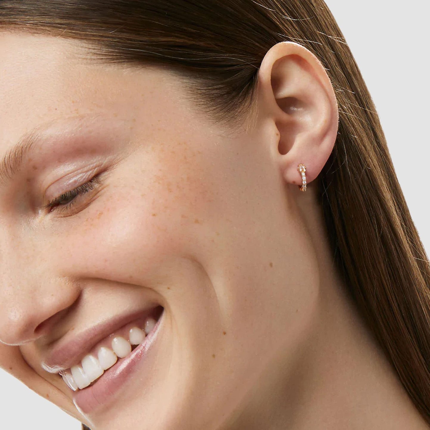 18K Gold Star-CZ Huggie Earrings