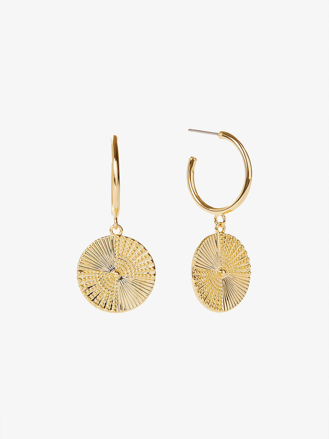 gold coin hoop earrings