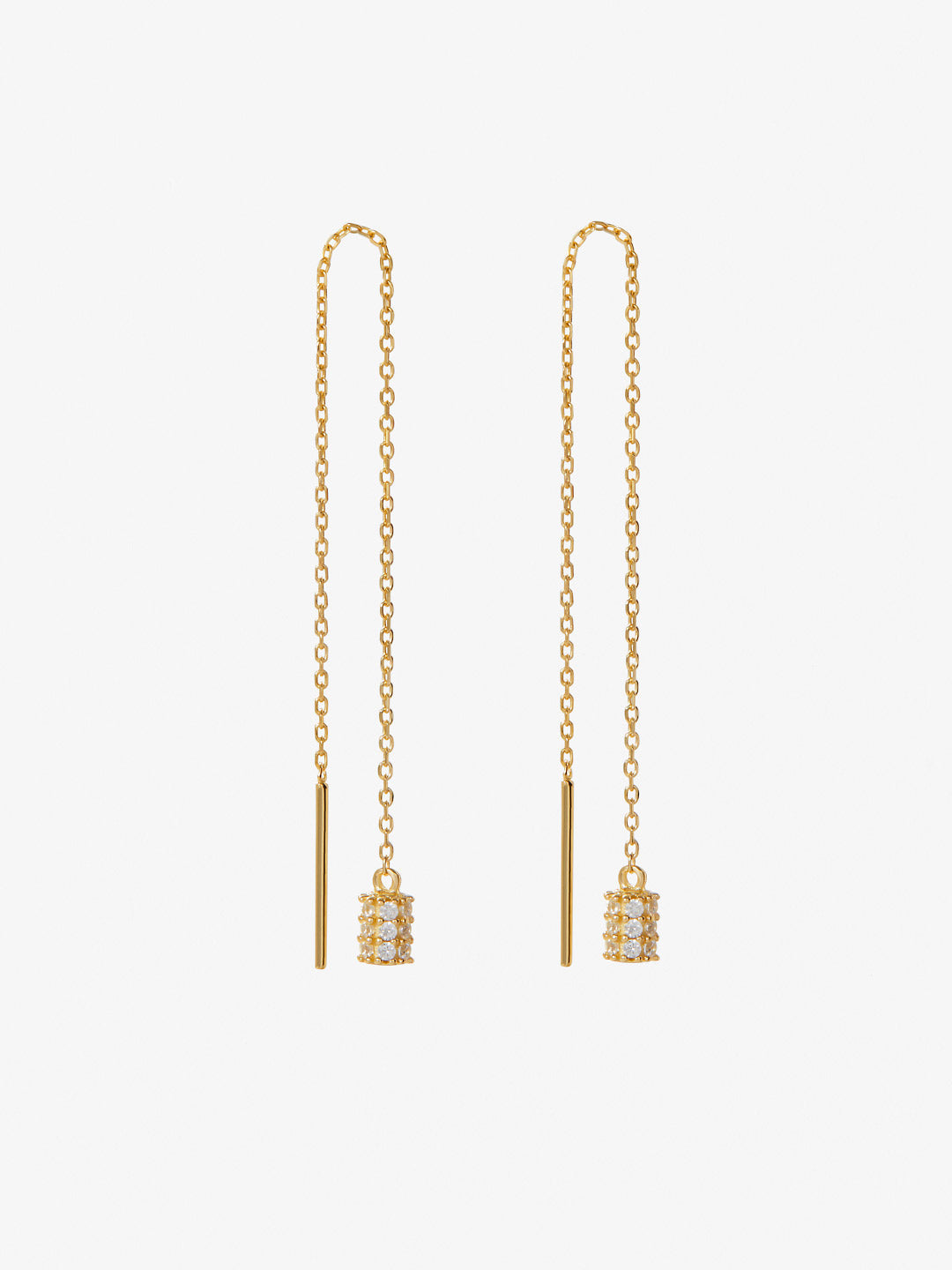 Gold CZ Threader Earrings