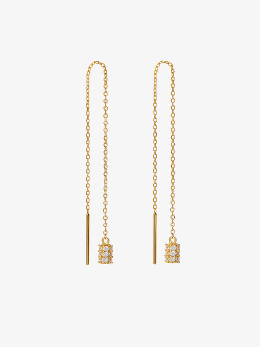 Gold CZ Threader Earrings