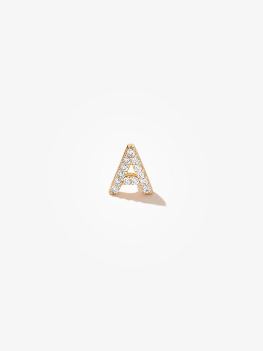 Gold CZ Letter Initial Stud Earring