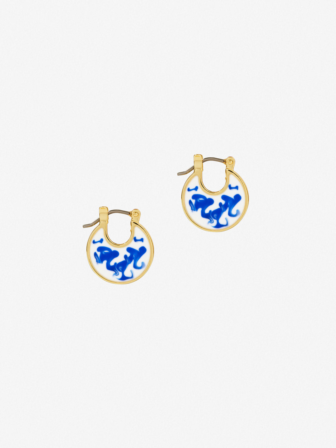 Enamel Disc Hoop Earrings