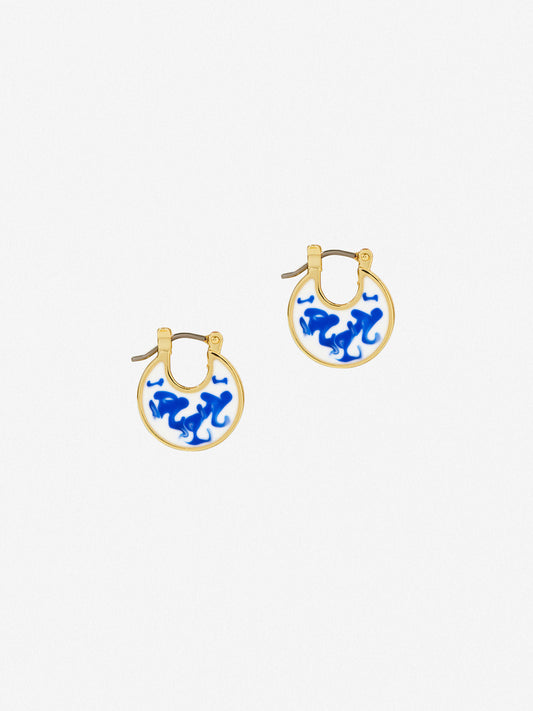 Enamel Disc Hoop Earrings