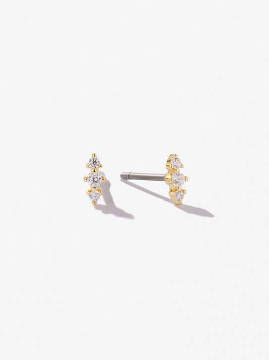 Gold Cubic Zirconia Stud Earrings