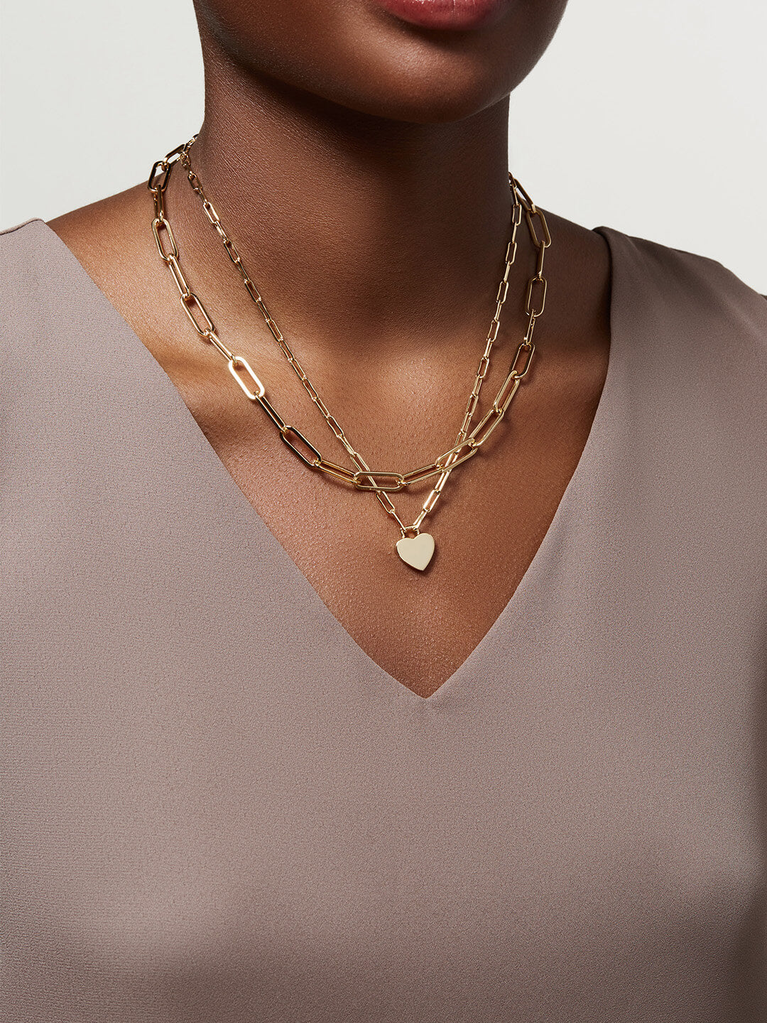 Heart Layered Paperclip Necklace