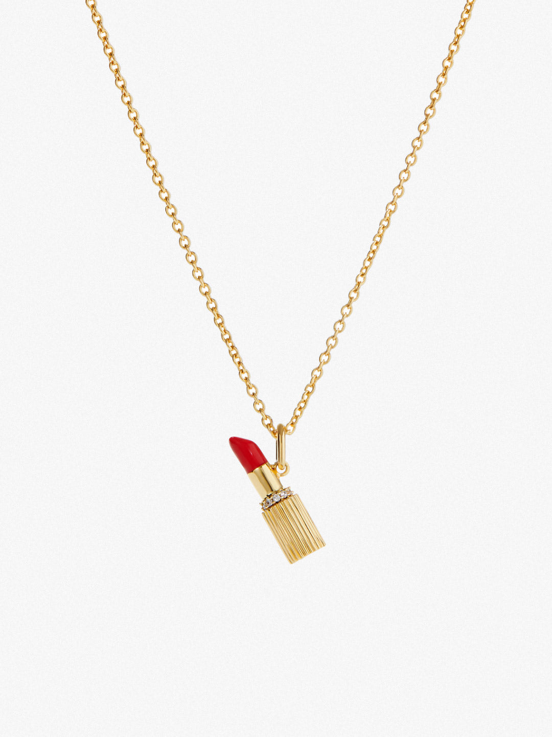 Gold-Dipped Lipstick Charm Necklace
