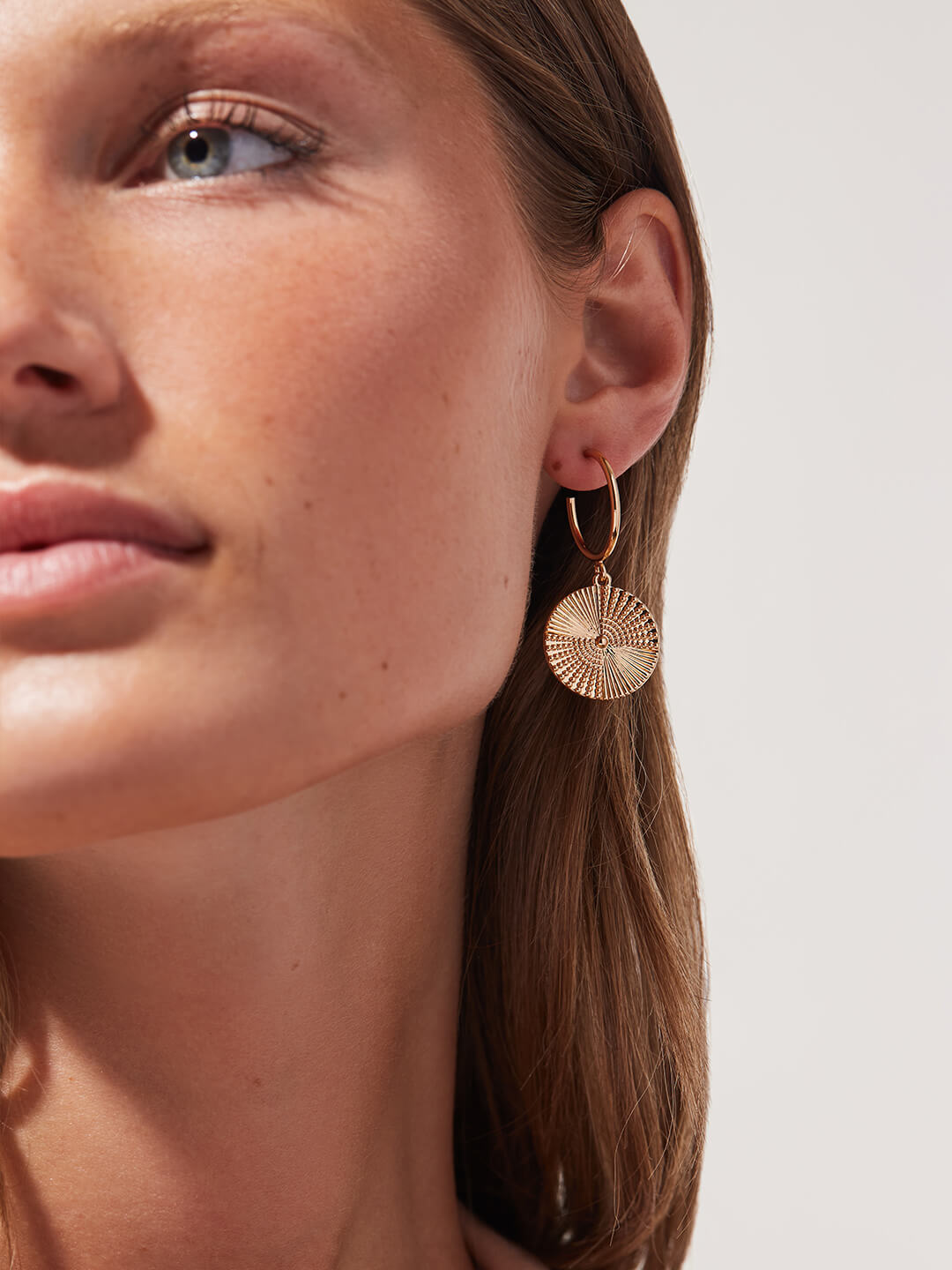gold coin hoop earrings