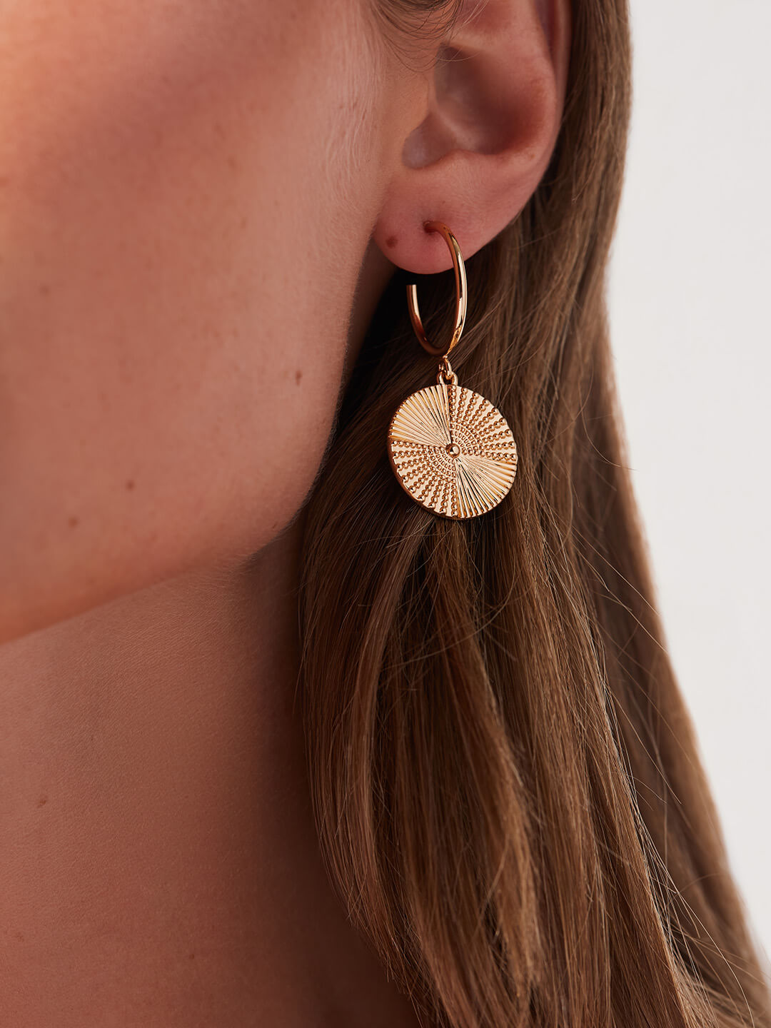gold coin hoop earrings