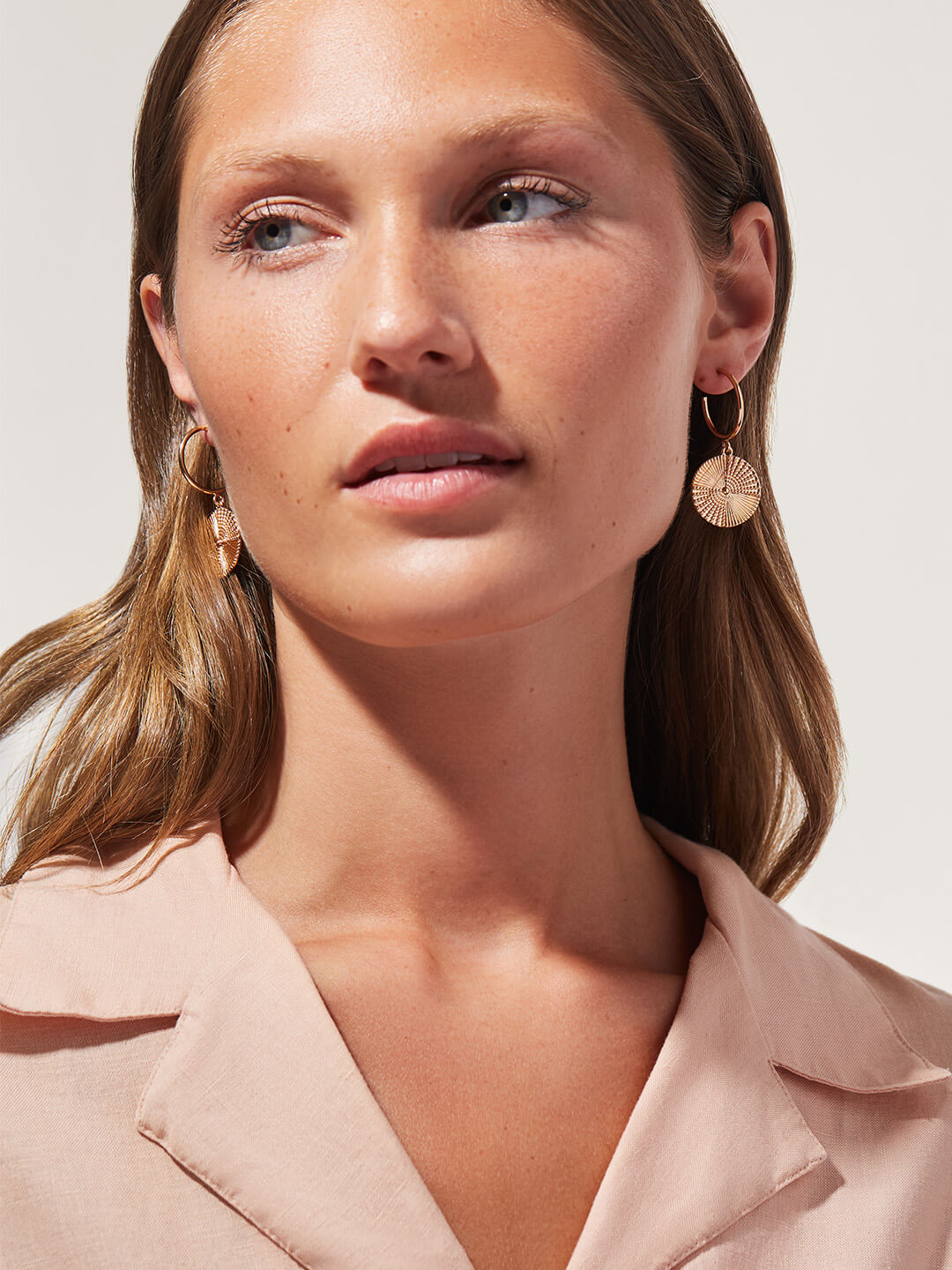 gold coin hoop earrings