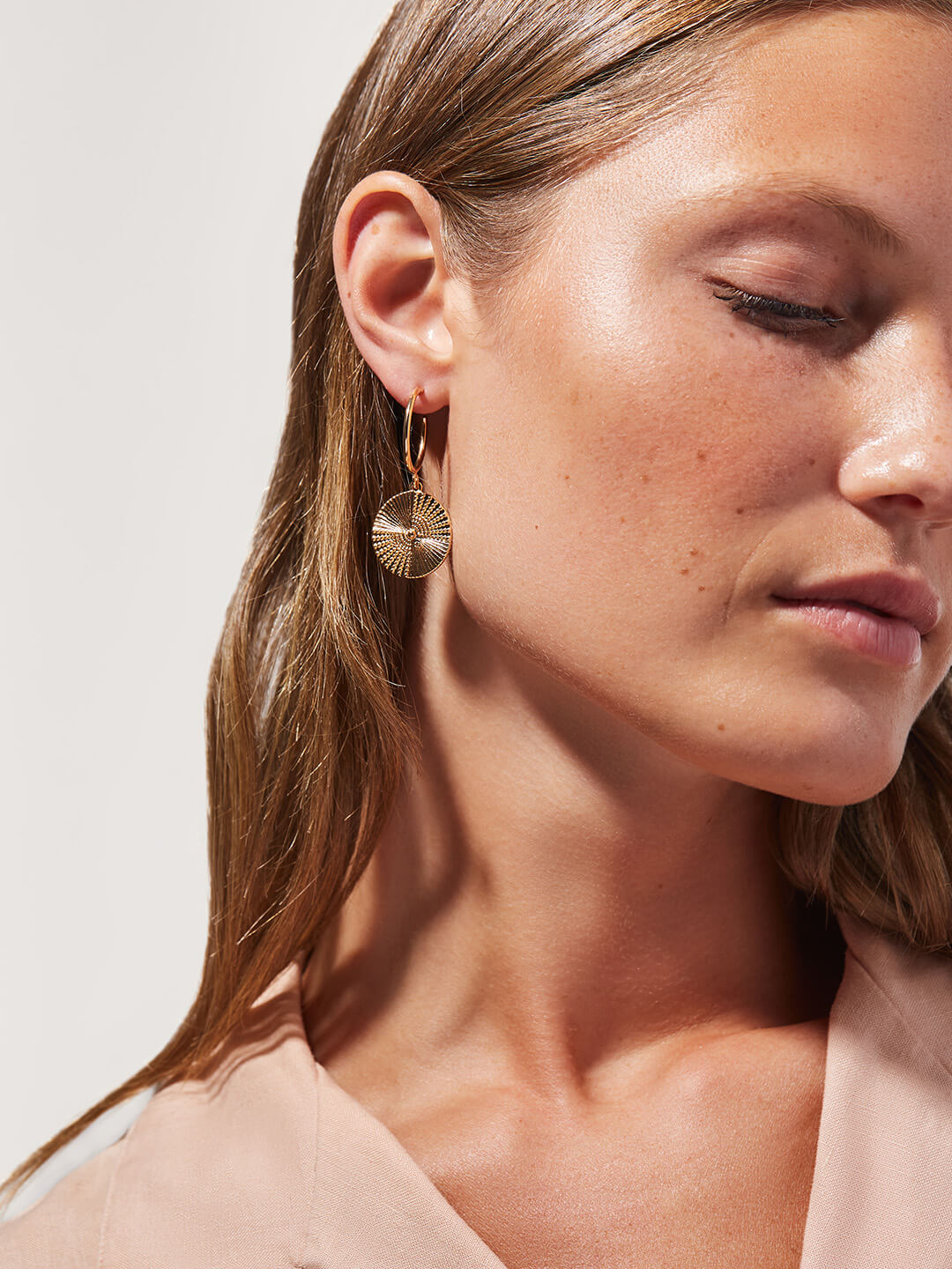 gold coin hoop earrings