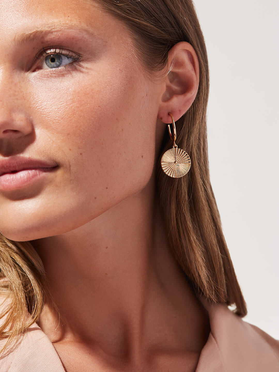 gold coin hoop earrings