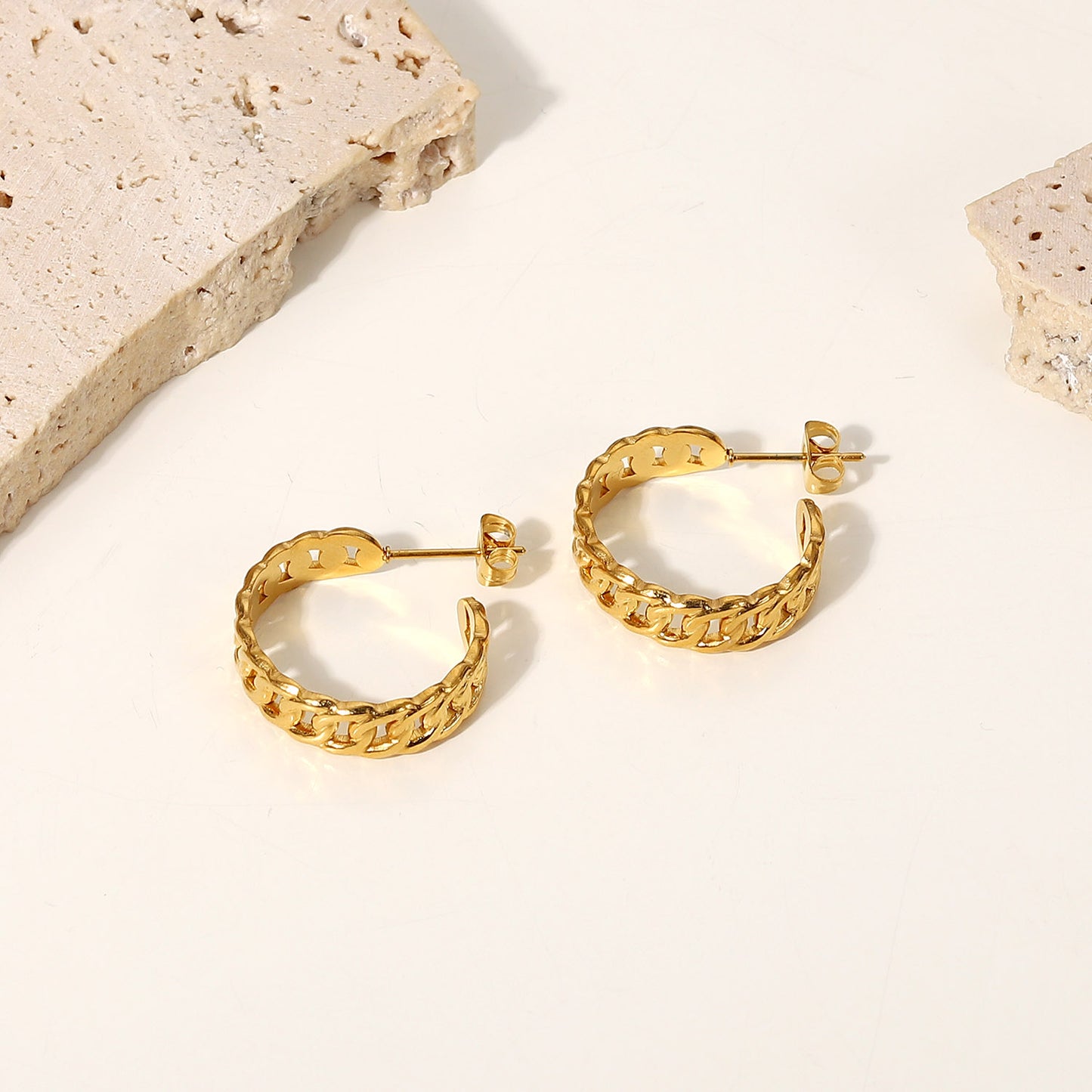 Gold Chain Hoop Earrings