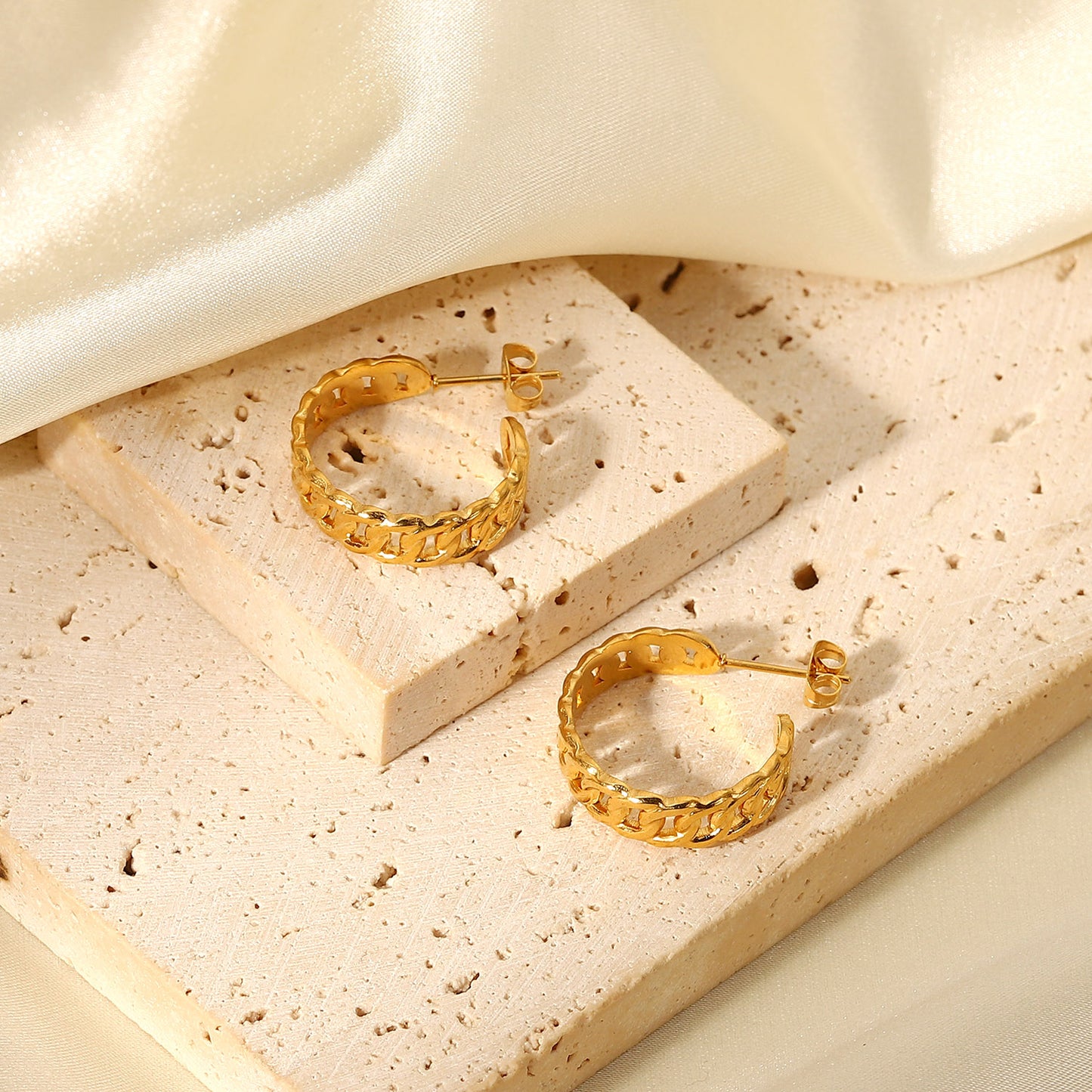 Gold Chain Hoop Earrings
