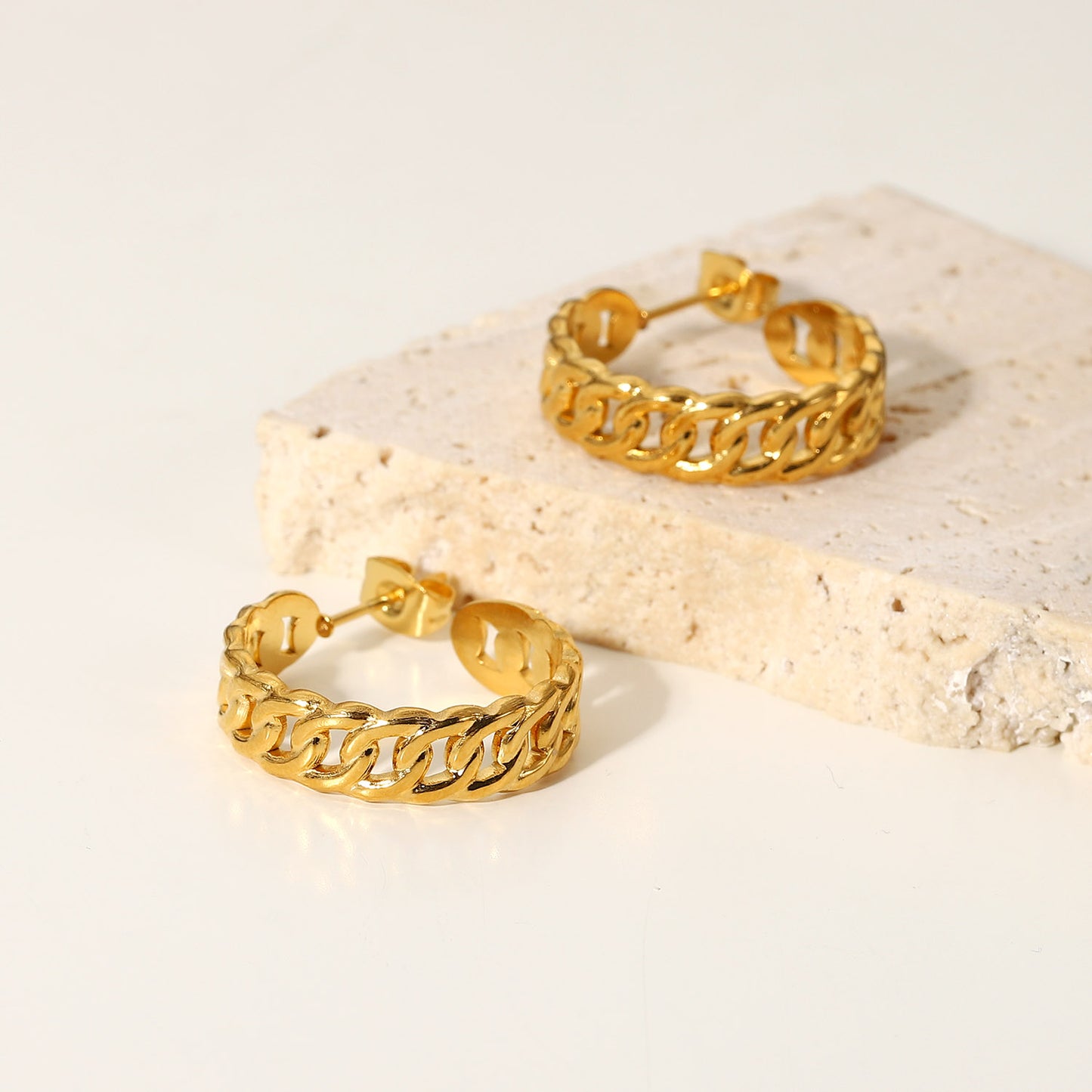 Gold Chain Hoop Earrings