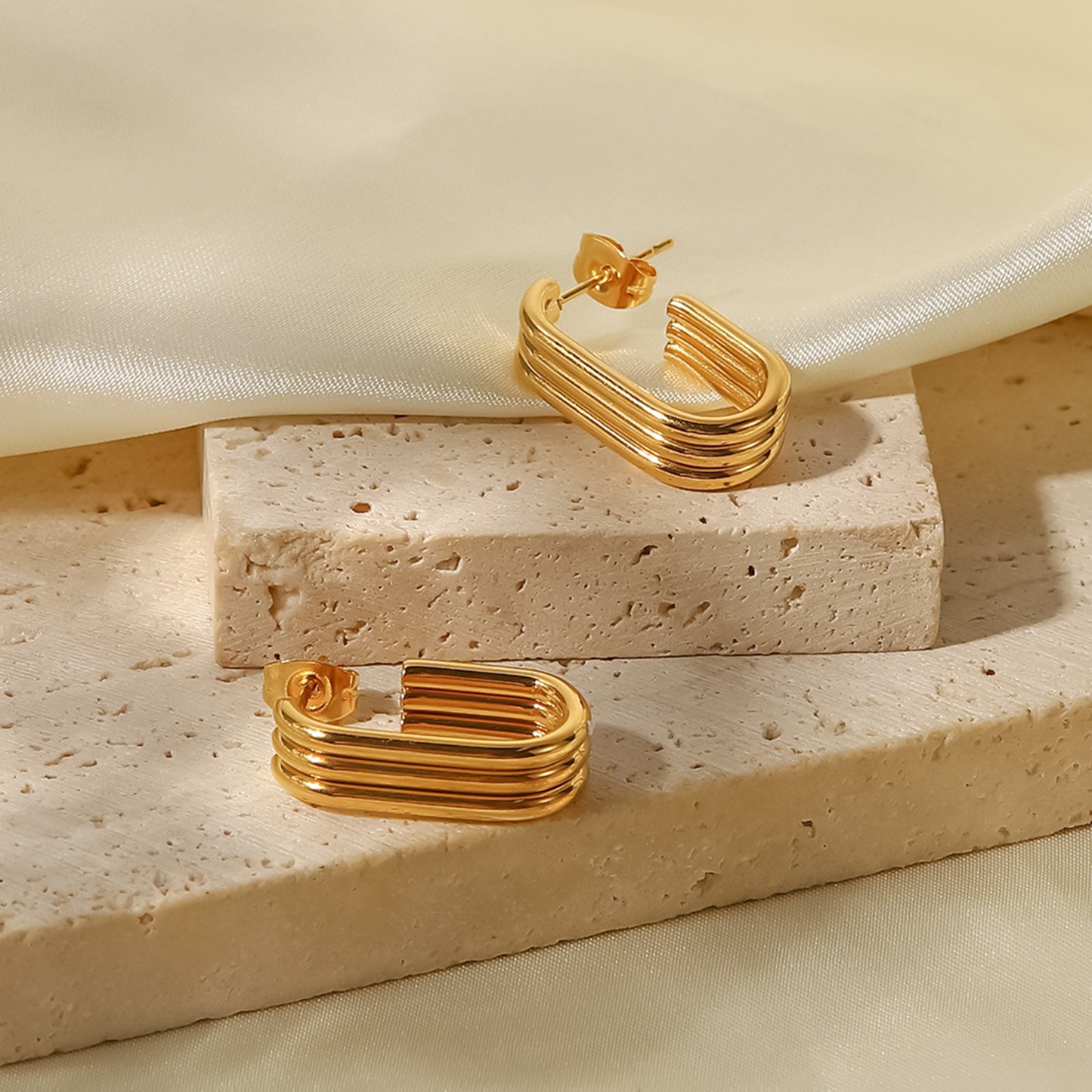 Open Rectangle Hoop Earrings