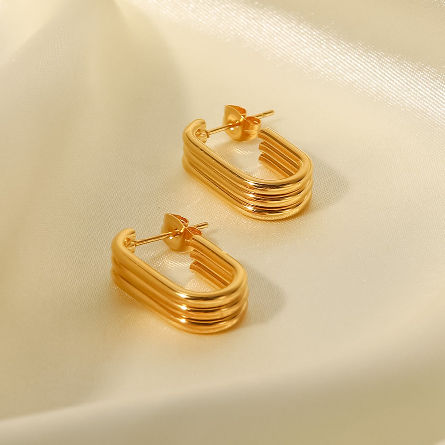 Open Rectangle Hoop Earrings