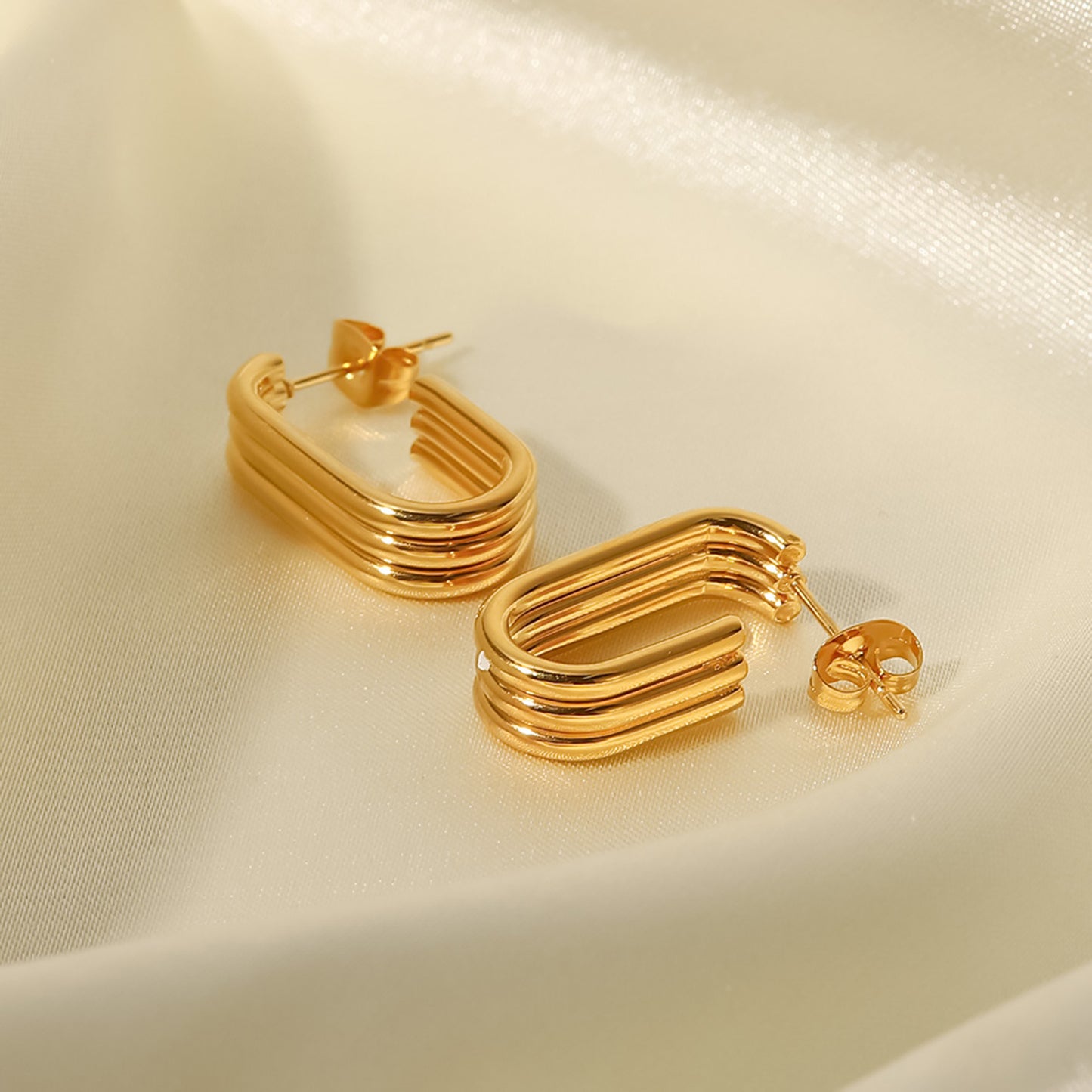 Open Rectangle Hoop Earrings