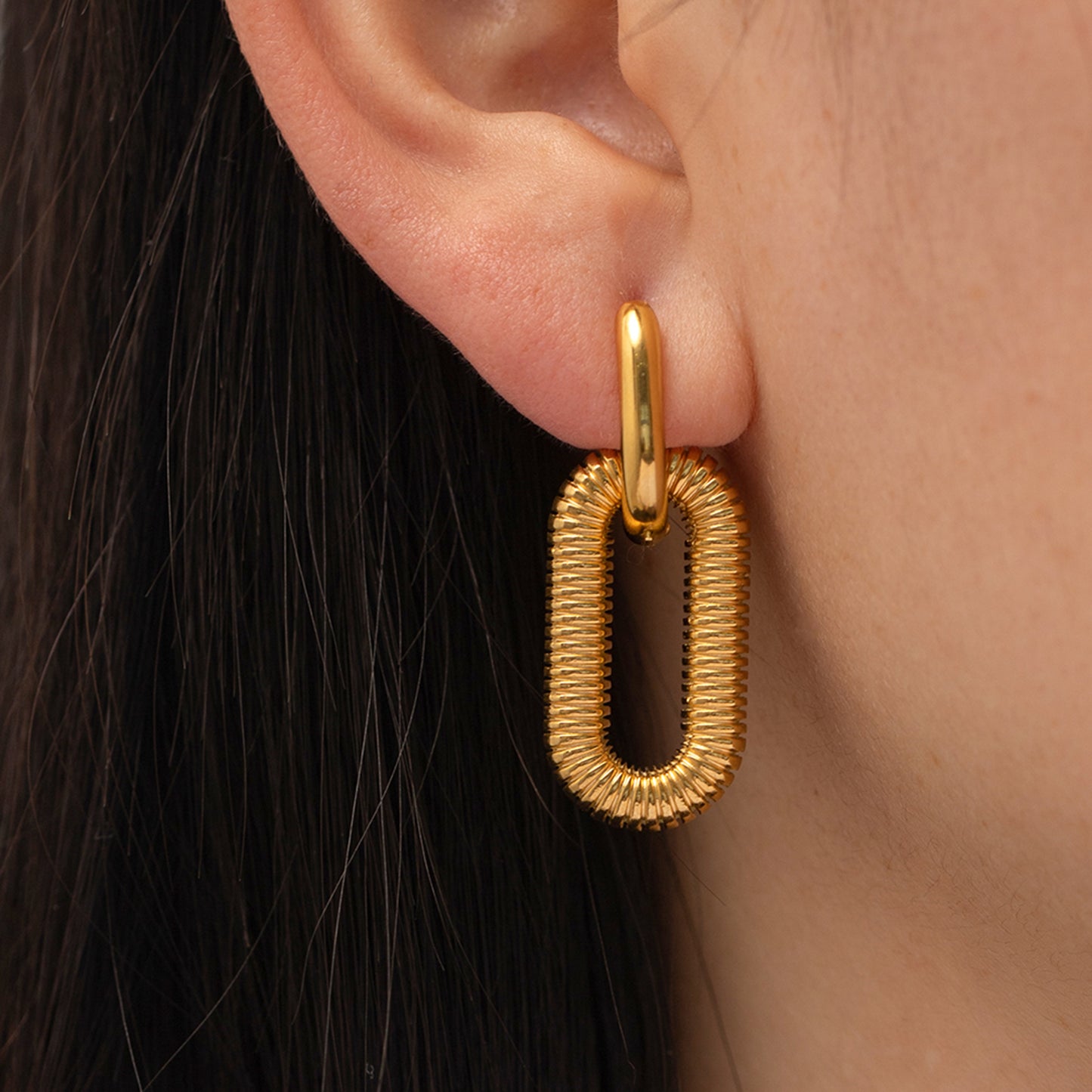 18K Gold Chain Link Earrings