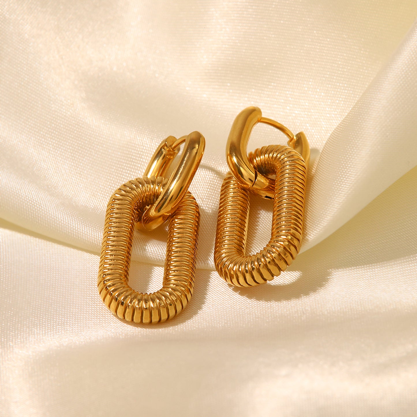 18K Gold Chain Link Earrings