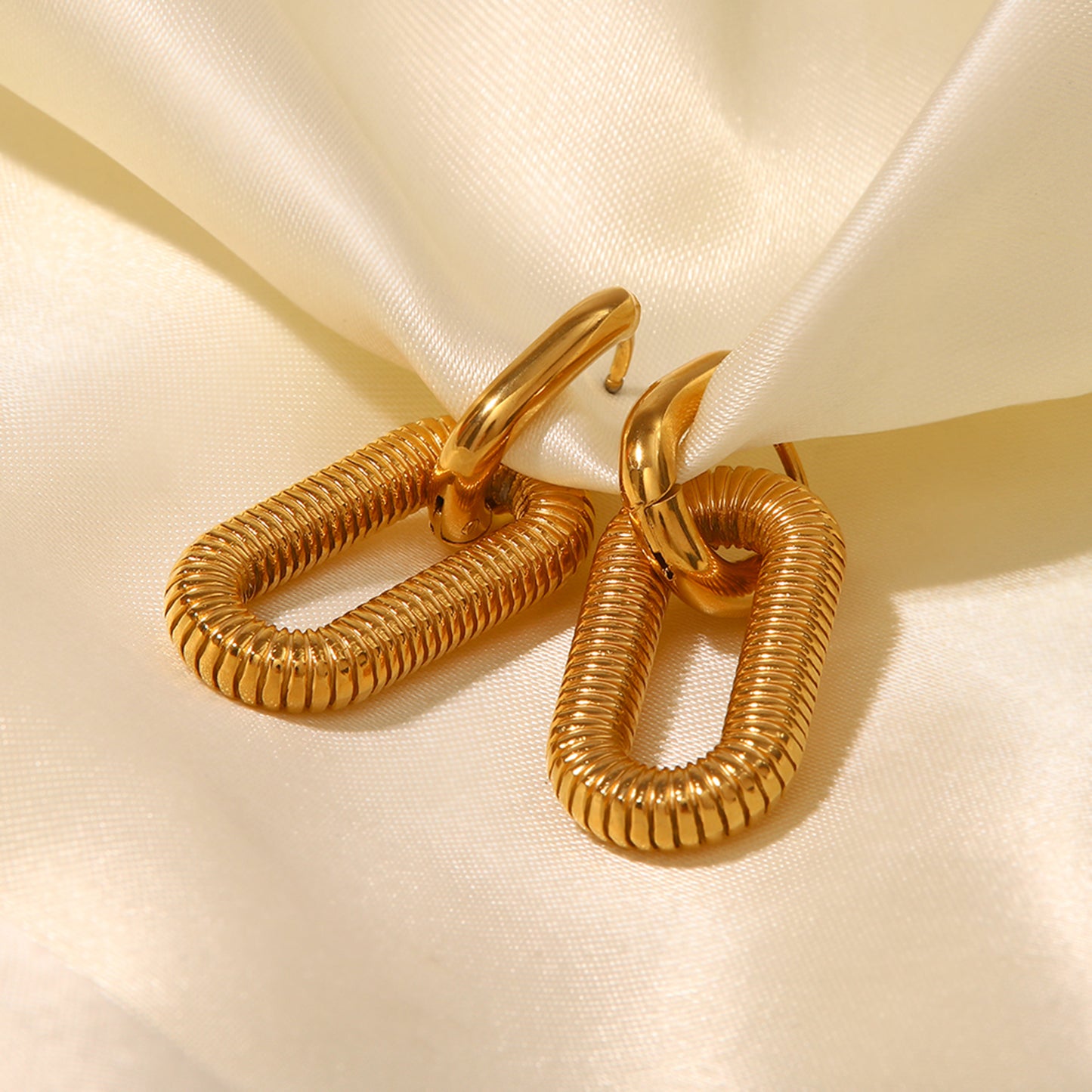 18K Gold Chain Link Earrings