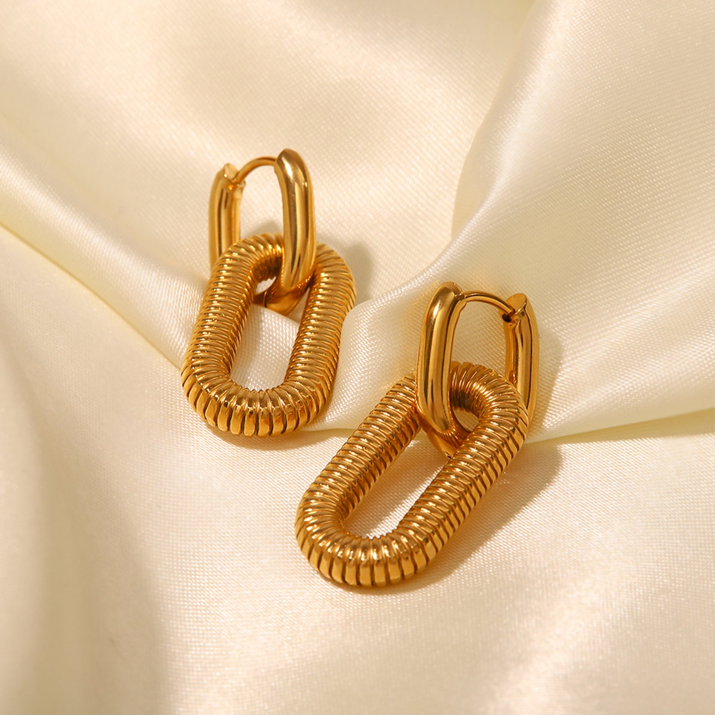 18K Gold Chain Link Earrings