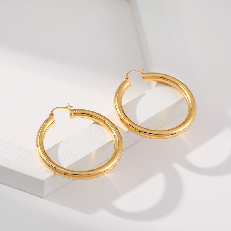 Gold Thick Hoop Earrings