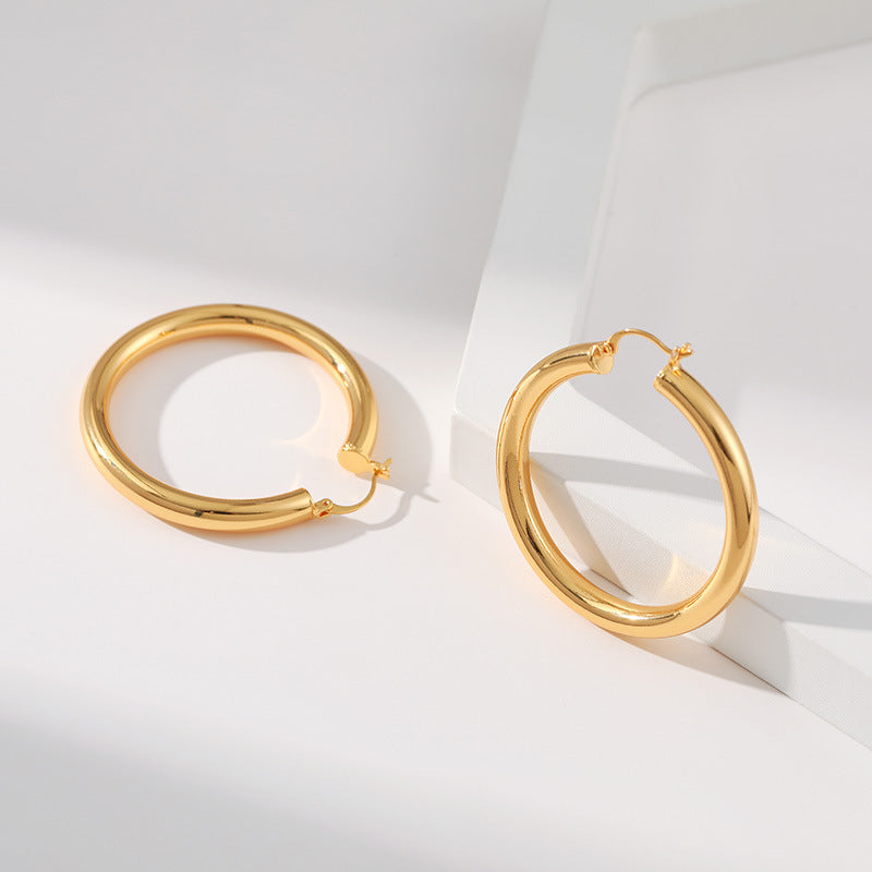 Gold Thick Hoop Earrings