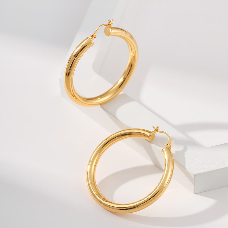 Gold Thick Hoop Earrings