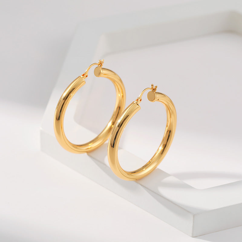 Gold Thick Hoop Earrings