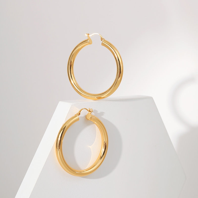 Gold Thick Hoop Earrings