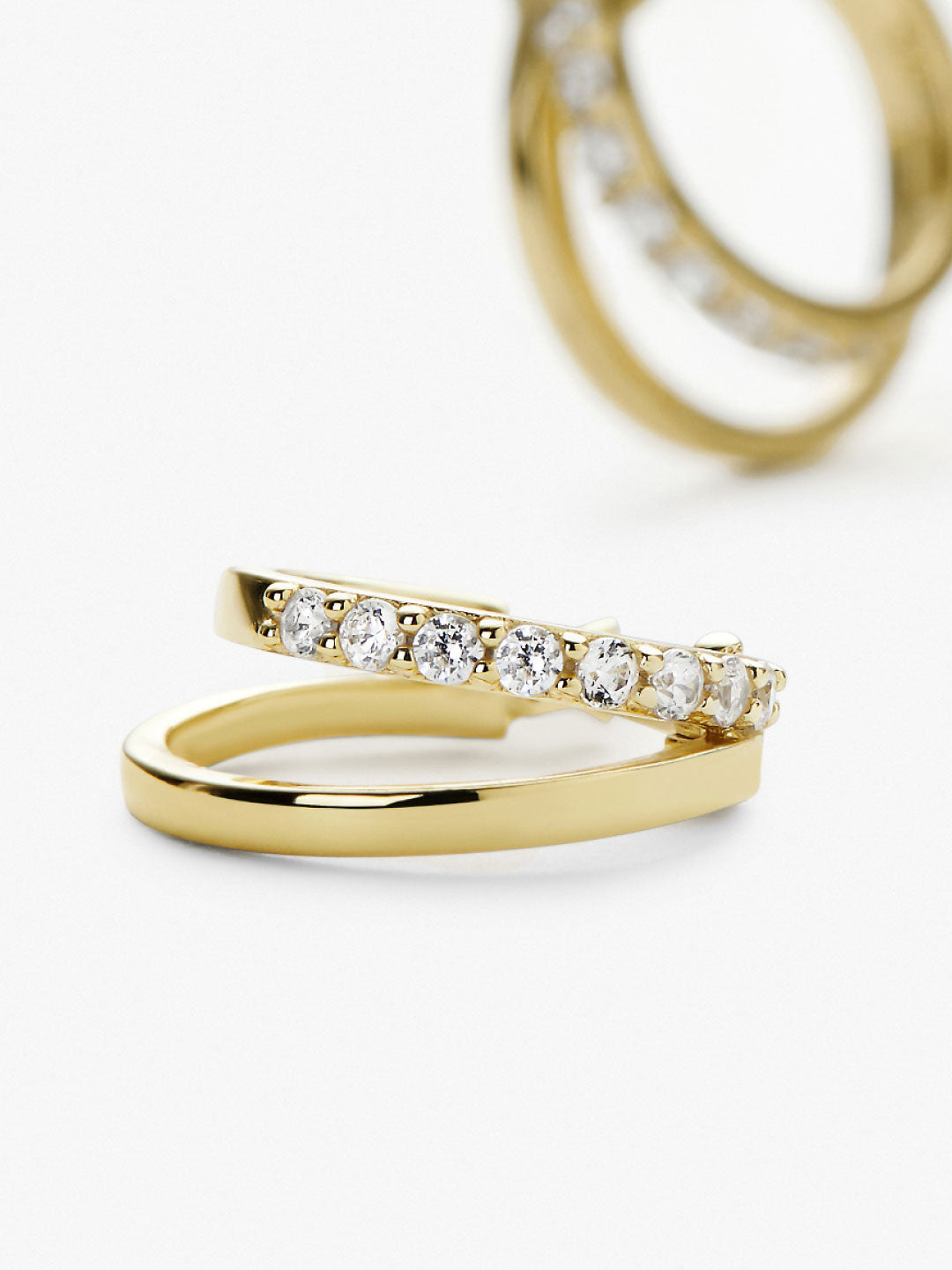 CZ Gold Split Huggie Hoop Earrings