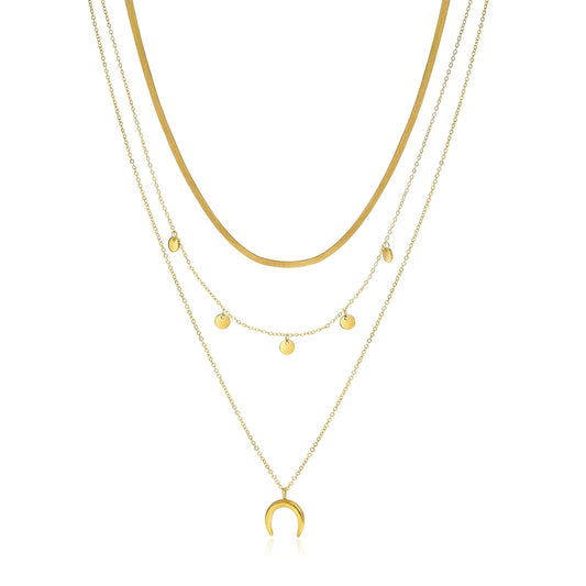 Gold Crescent Layered Necklace